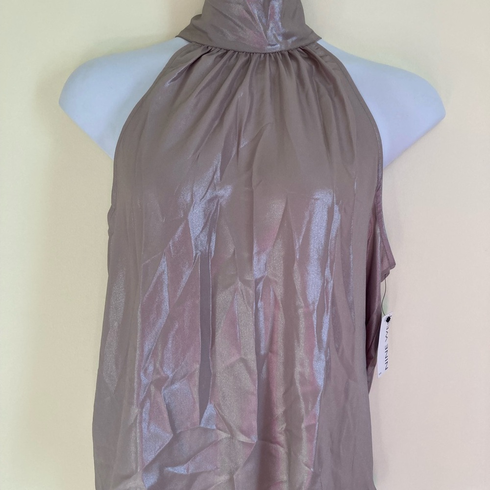 Nine West | Petite XL Halter Neck Blouse with Back Neck Tie bow. NWT